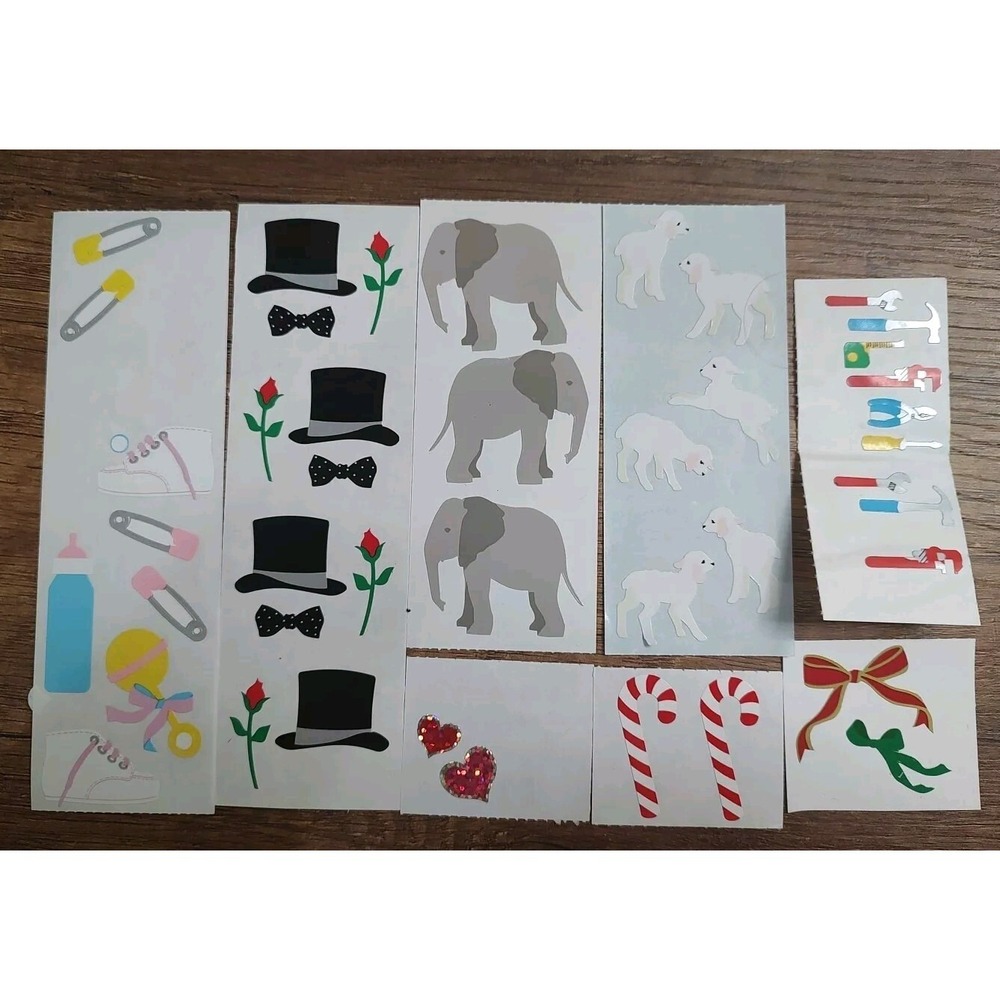 Mrs. Grossman's Sticker Lot Full Partial Sheets Candy Canes Lamb Elephant Baby